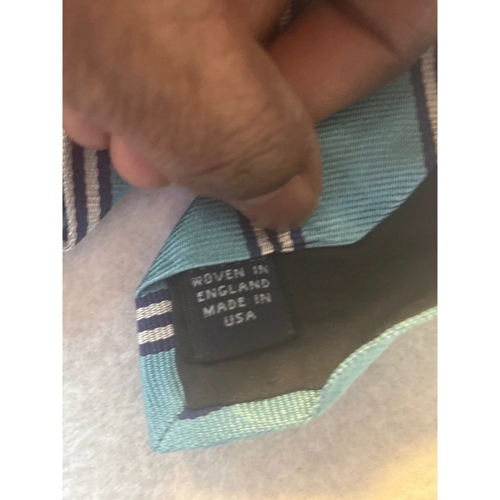 Brooks Brothers Tie Mens OS Blue Excellent Silk Repp Stripe Woven in England 59